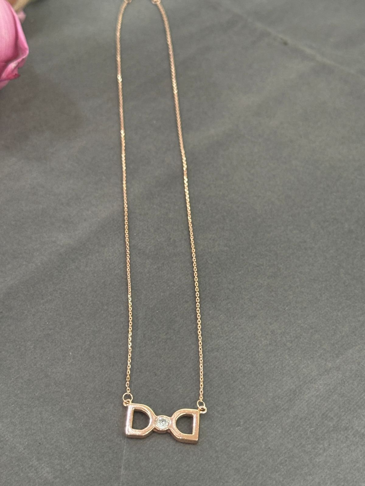 Rose Gold 92.5 Silver Double D Minimalist Chain